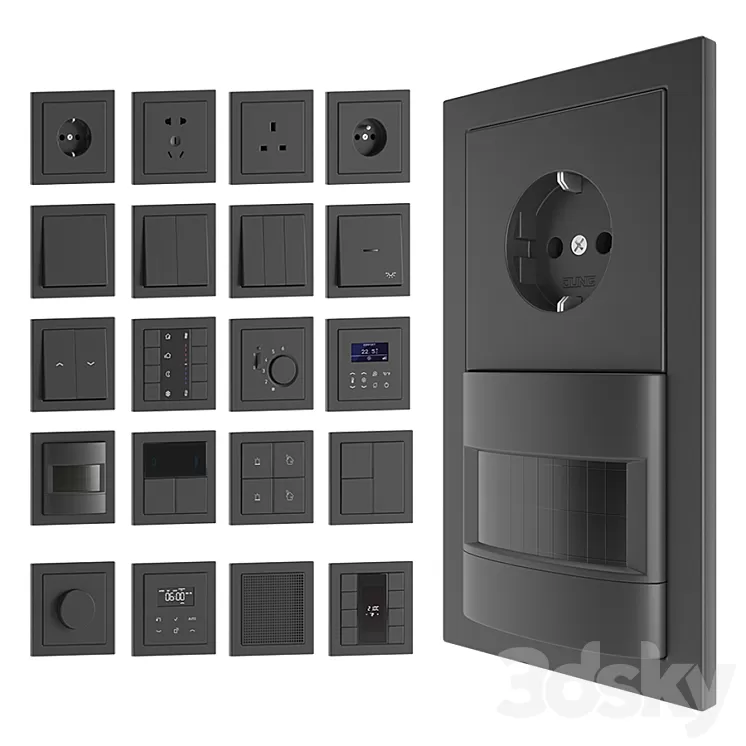 Jung LS Flat design set 2 3D Model