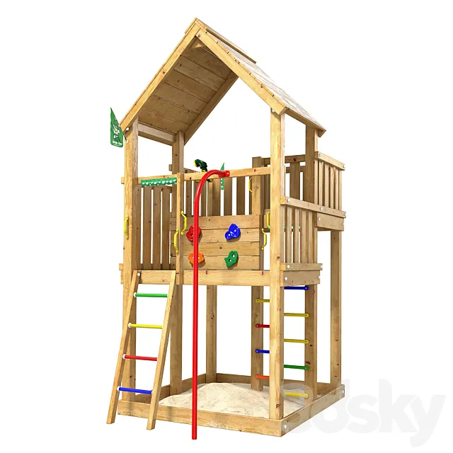 Jungle Gym Climbing Frame for Small Garden – Jungle Palace Fireman’s Pole 3D Model Jungle Gym Climbing Frame for Small Garden – Jungle Palace Fireman’s Pole 3D Model