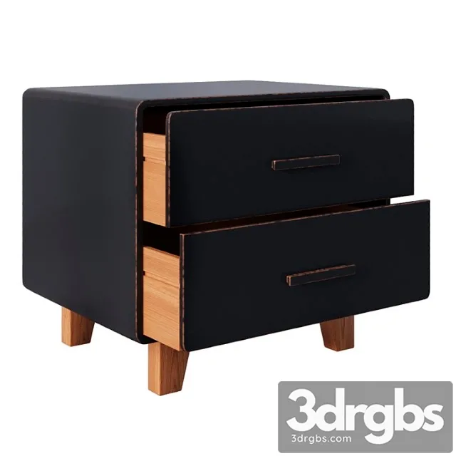 Juniper 2 drawer nightstand black 2 3D Model Download