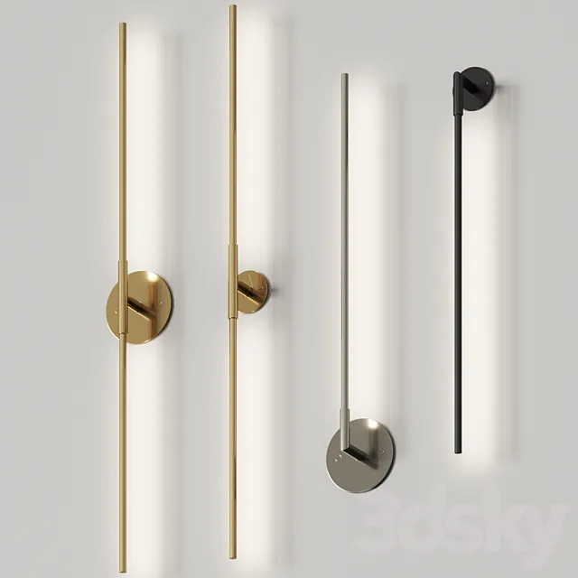 Juniper Thin Single & Double Float Wall Lamps 3D Model