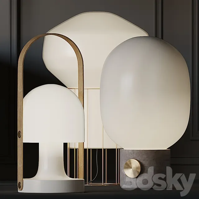 JWDA Concrete. FollowMe Rechargeable and Aerostat Table Lamps 3DModel