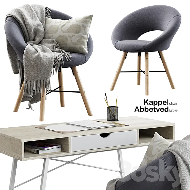 Jysk _ Kappel Chair + Abbetved Table 3DModel Jysk _ Kappel Chair + Abbetved Table 3DModel