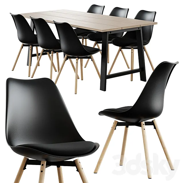 Jysk _ Kastrup Chair + Gadeskov Table 3D Model