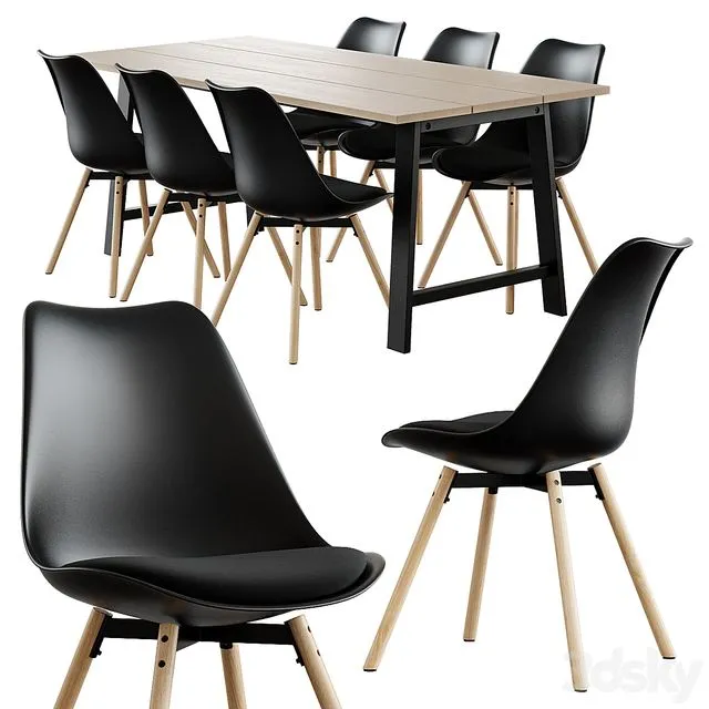 Jysk Kastrup Chair + Gadeskov Table 3D Model