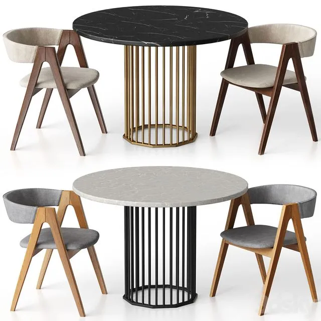 Kaede chair and Patrik dining table by R-Home 3D Model Kaede chair and Patrik dining table by R-Home 3D Model