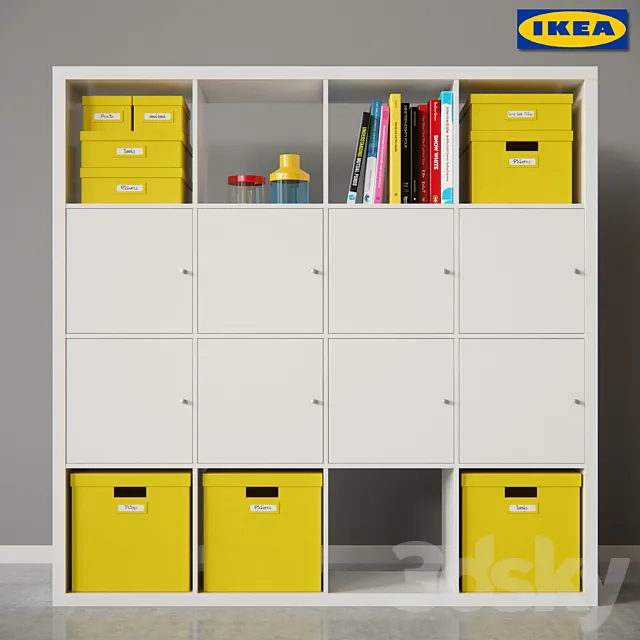 KALLAX Shelf unit & TJENA 3D Model KALLAX Shelf unit & TJENA 3D Model