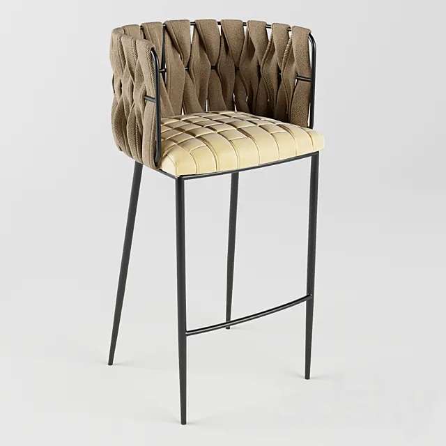 Kare Bar Stool Cheerio Yellow 3D Model