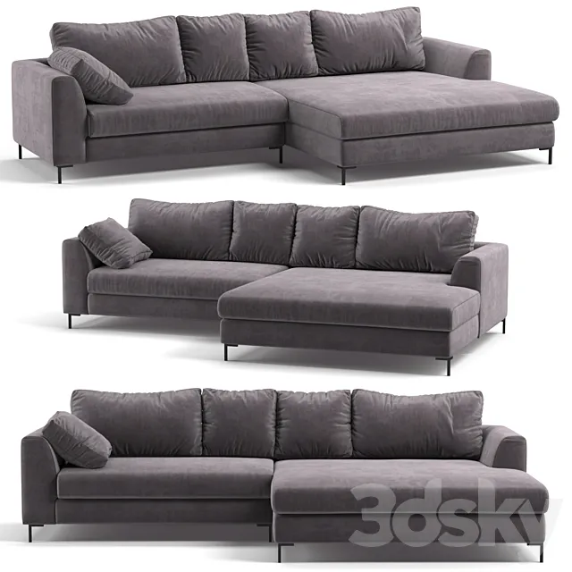 Kare Corner Sofa Black Gianna Velvet Gray Right 3DModel Kare Corner Sofa Black Gianna Velvet Gray Right 3DModel