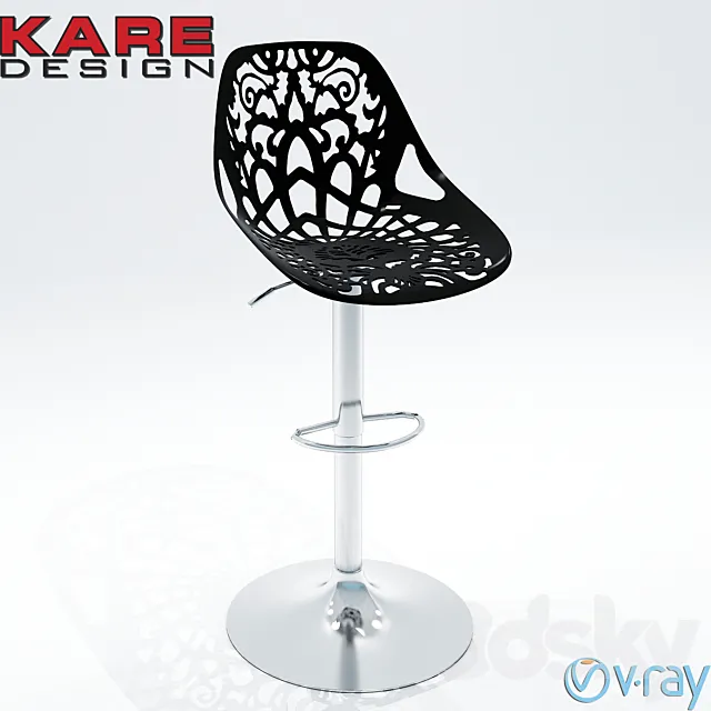 Kare Design Bar Stool Ornament black _ white 3DModel