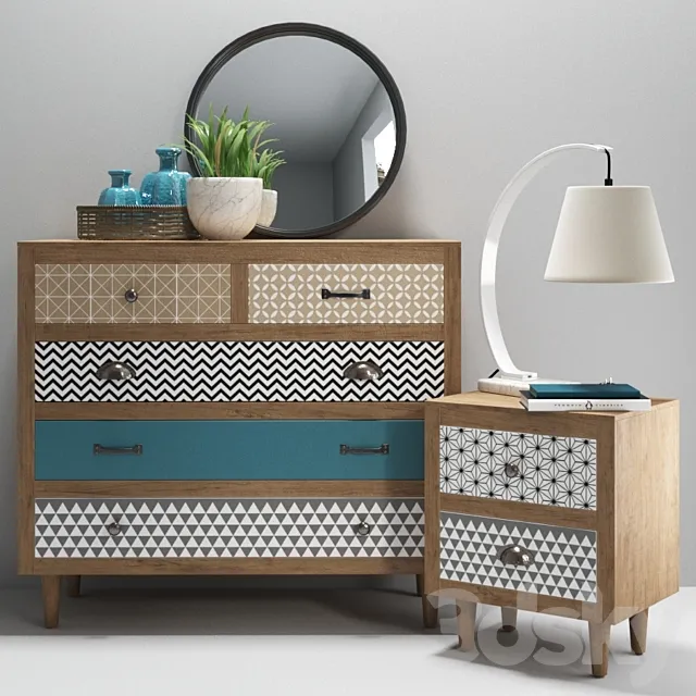KARE design Capri – chest of drawers and bedside table 3D Model