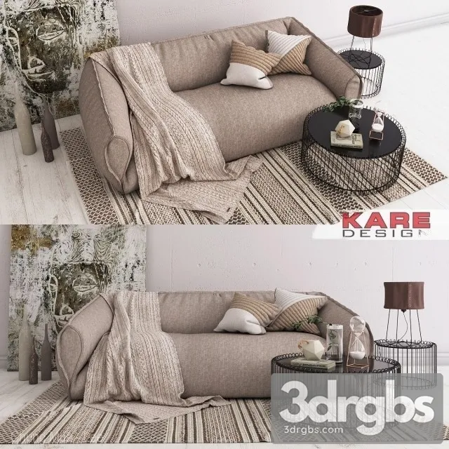 Kare Fabric Sofa 3D Model Download Kare Fabric Sofa 3D Model Download