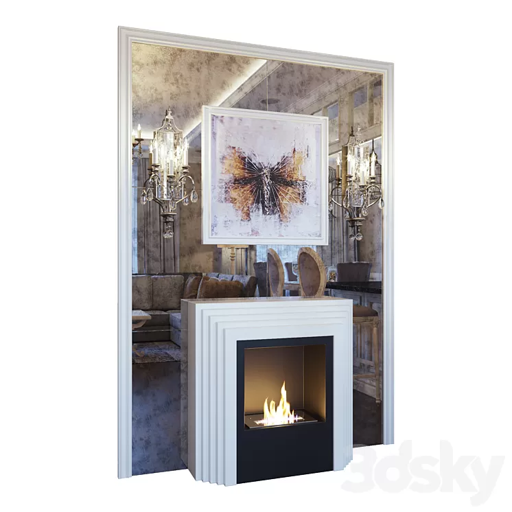 Karla's fireplace Feiss Gianna FE GIANNA3W sconce picture and mirror panel 3D Model
