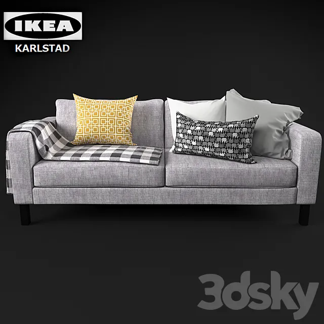 KARLSTAD sofa with pillows and plaid (IKEA) 3DModel