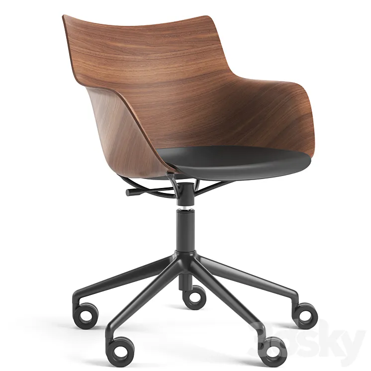 Kartell Q\/Wood Chair 3D Model Free Download