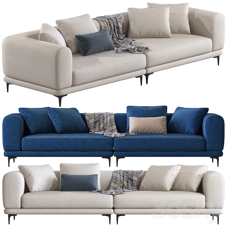 Kaseta Upholstered Sofa 3D Model Free Download