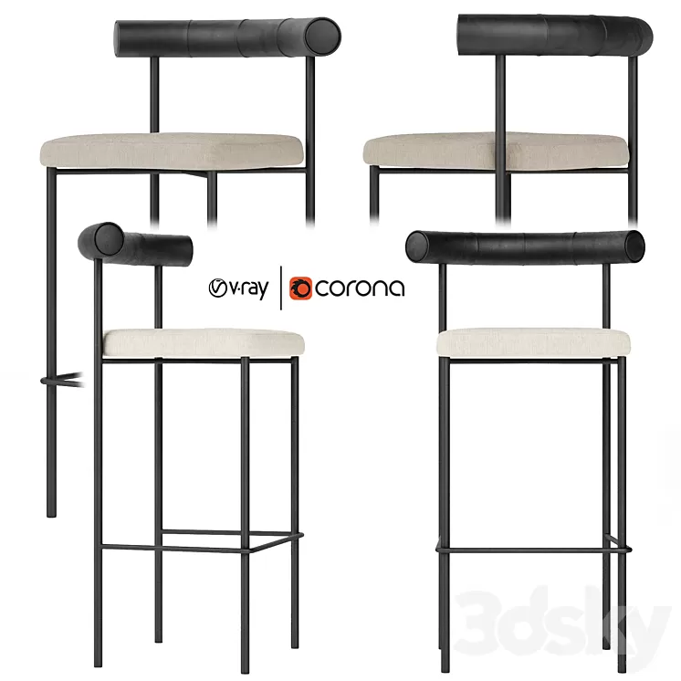 Kashmir Barstool Simon James Resident 3D Model Kashmir Barstool Simon James Resident 3D Model