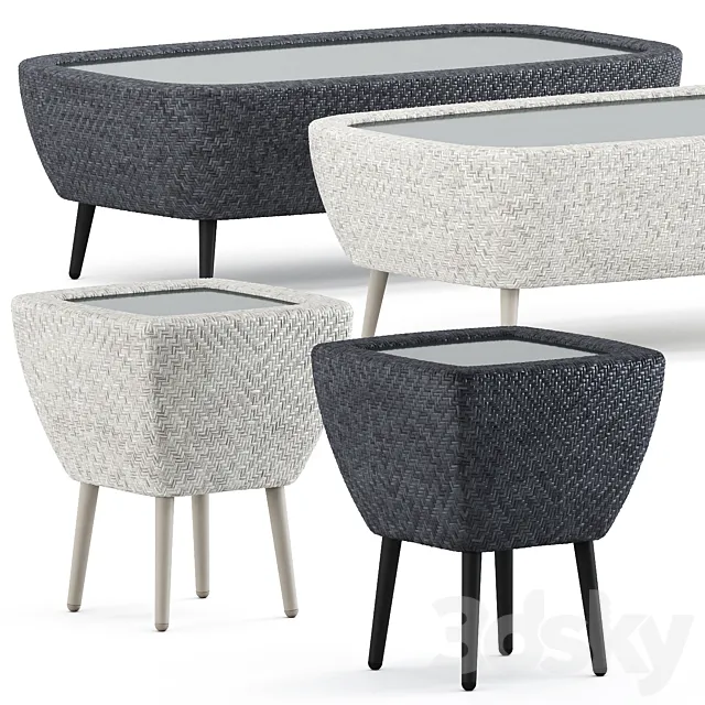 Katachi Side Table Square 42 and Cocktail Table 120 by Janus et cie 3DModel