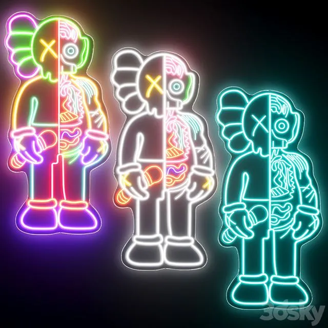 KAWS Neon Sign 3D Model KAWS Neon Sign 3D Model