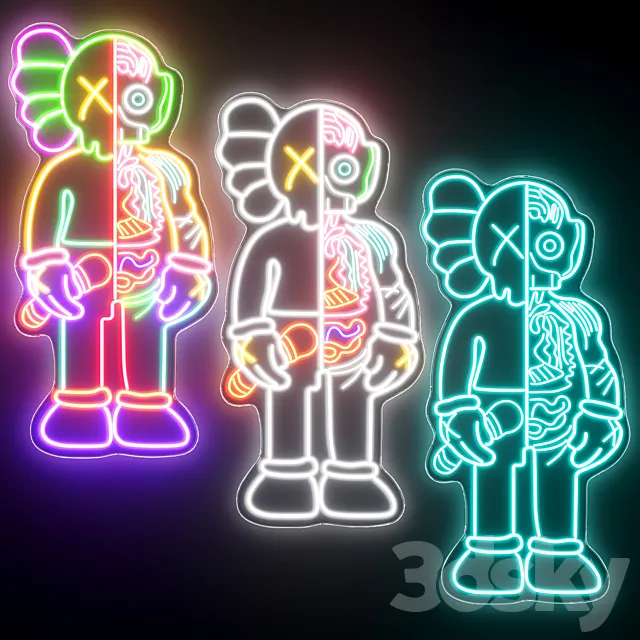 KAWS Neon Sign 3D Model KAWS Neon Sign 3D Model