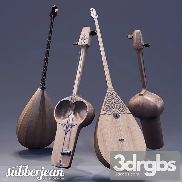 Kazakh National Musical Instruments 3D Model Download