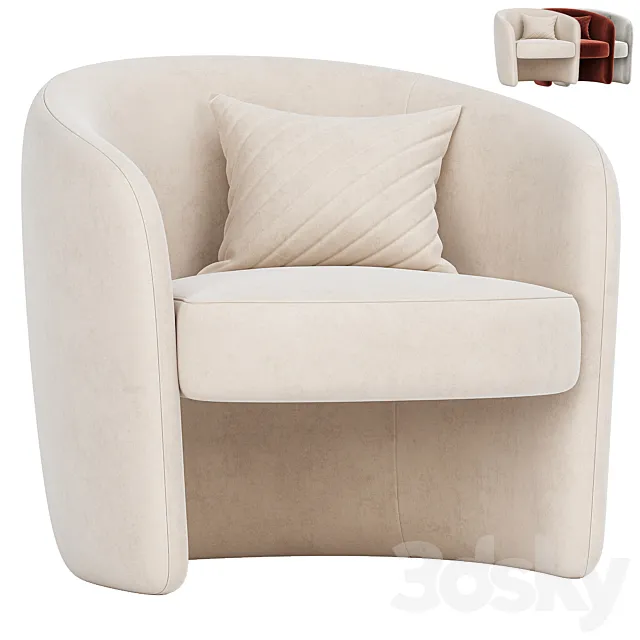 Kearney Upholstered Barrel Chair 3D Model