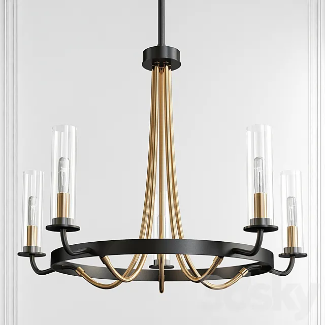 Kearney Vintage Black with Warm Brass 5 Light Chandelier by Savoy House 3D Model Kearney Vintage Black with Warm Brass 5 Light Chandelier by Savoy House 3D Model