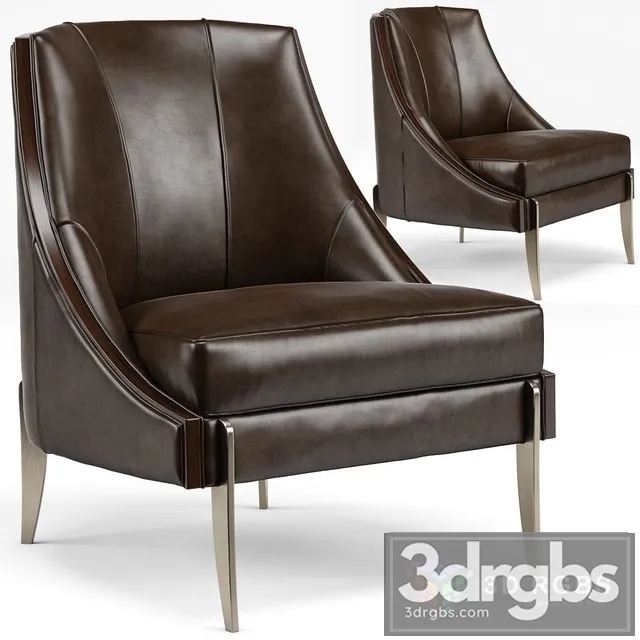 Keene Espresso Leather Accent Armchair 3D Model Download