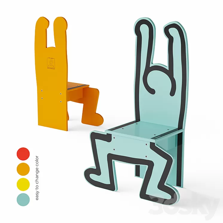 Keith Haring Kids Vilac Chairs 3D Model Keith Haring Kids Vilac Chairs 3D Model
