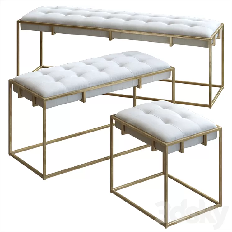 KELLEN UPHOLSTERED BENCH 3D Model KELLEN UPHOLSTERED BENCH 3D Model
