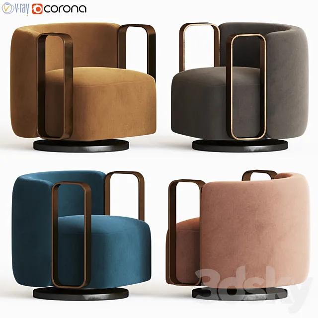 Kelly Bracelet Armchair Fendi Casa 3D Model