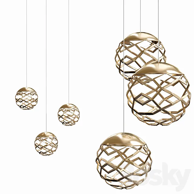 Kelly Cluster Sphere Pendant Light – 3 Lights 3D Model