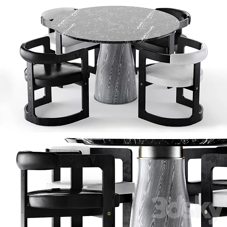 Kelly Wearstler Camden table and Zuma chair 3D Model