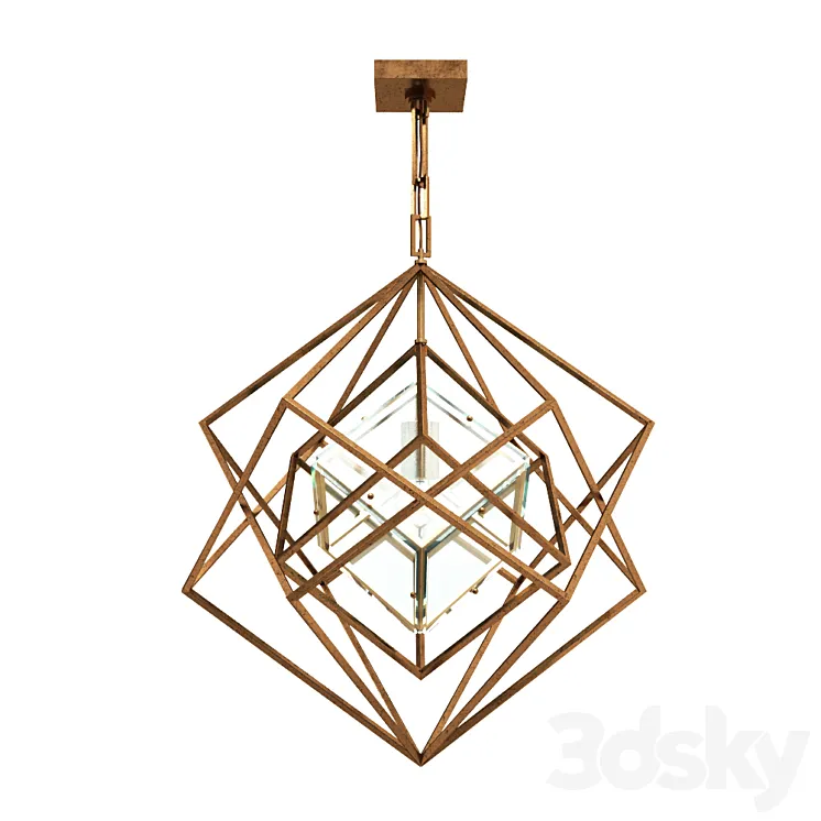 Kelly Wearstler Cubist 4 Light 31 inch Gild Pendant Ceiling Light 3D Model Free Download