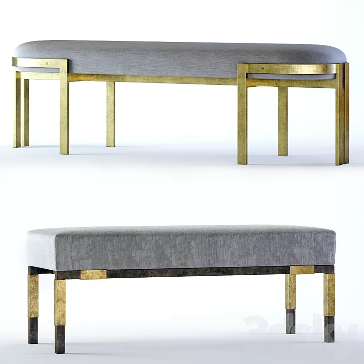 Kelly Wearstler Elliott and Larchmont Benches 3D Model Kelly Wearstler Elliott and Larchmont Benches 3D Model