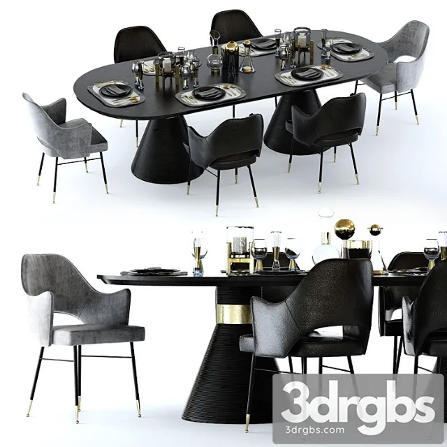 Kelly wearstler miramar table and rigby chair 2 3D Model Download