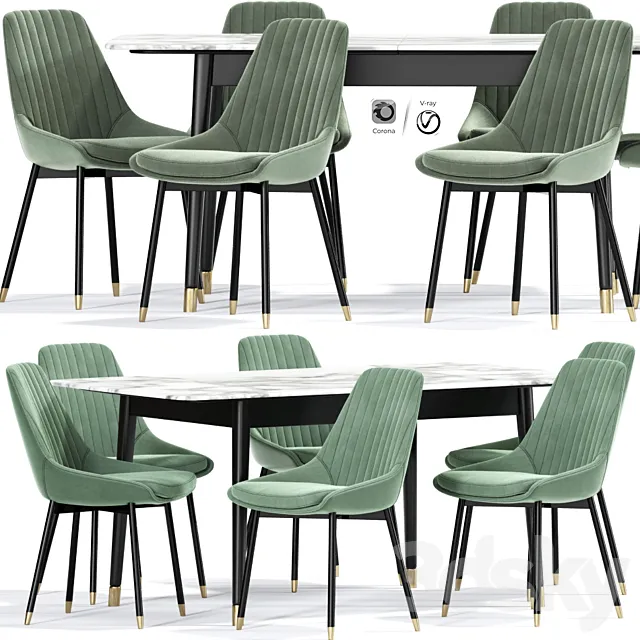 Kendall Upholstered Dining Chair Table 3DModel