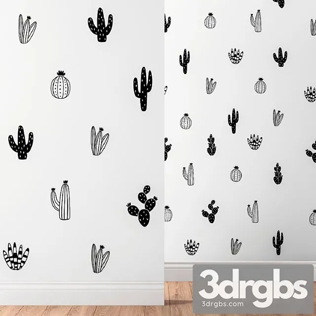 Kenna Sato Designs Collection Cactus Wall Decals 3D Model Download