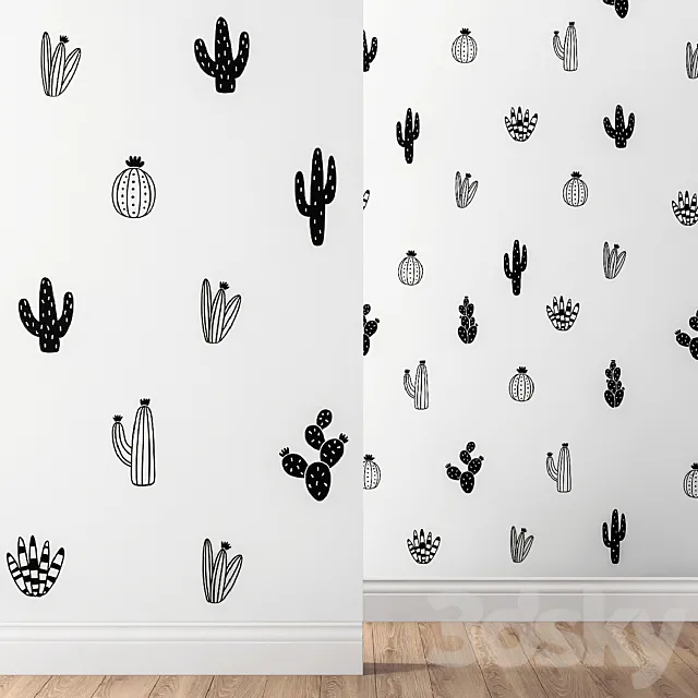 Kenna Sato Designs Collection Cactus Wall Decals 3D Model Kenna Sato Designs Collection Cactus Wall Decals 3D Model