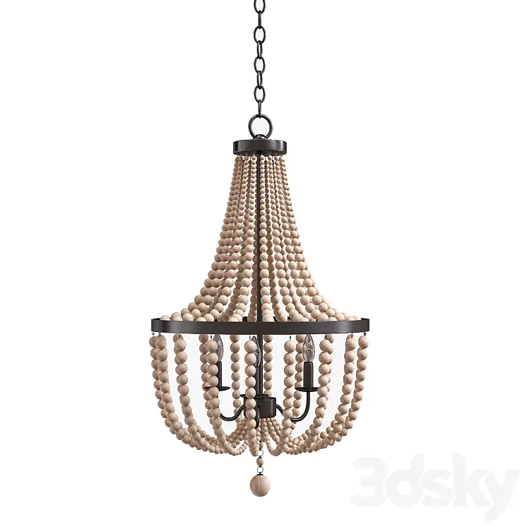 Kenroy Home 93131BS Dumas 3 Lt Wood Bead Chandelier in Brushed Steel 3D Model Free Download
