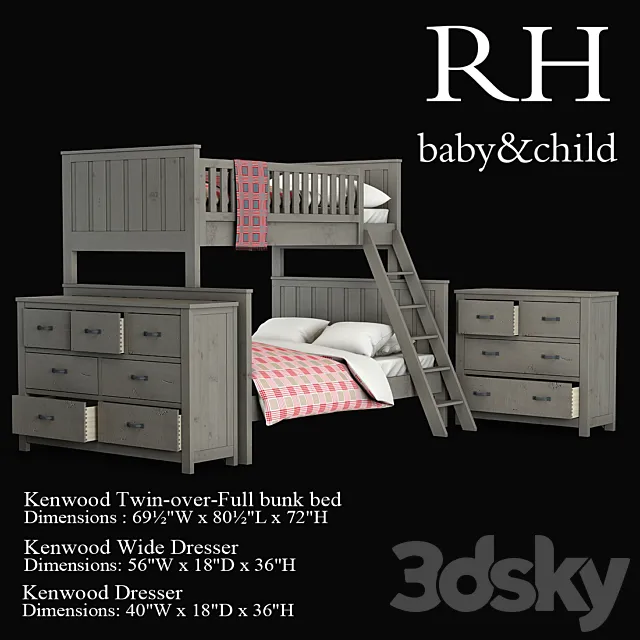 Kenwood Twin-over-Full bunk bed 3DModel Kenwood Twin-over-Full bunk bed 3DModel