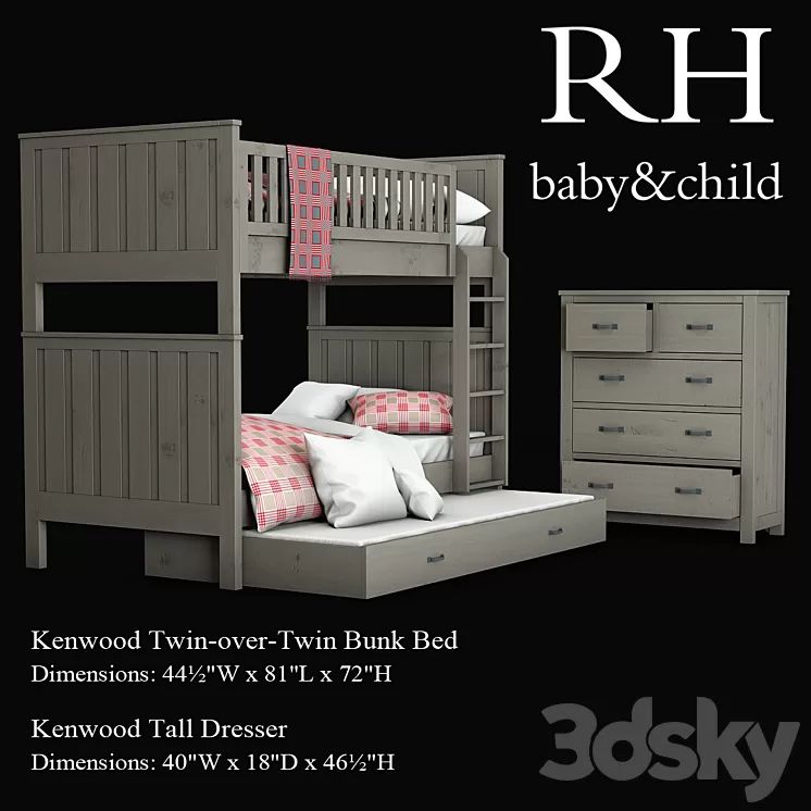 Kenwood Twin-over-Twin Bunk Bed 3D Model