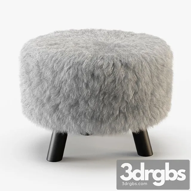 Keomi flokati ottoman 2 3D Model Download