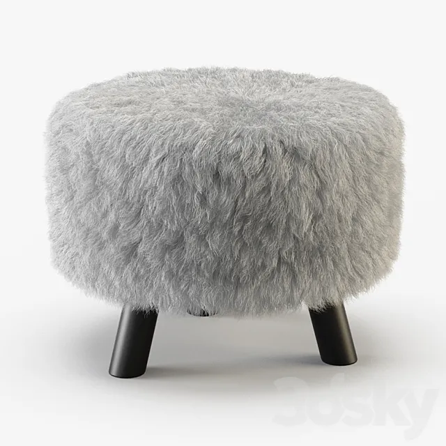 Keomi Flokati Ottoman 3D Model Keomi Flokati Ottoman 3D Model