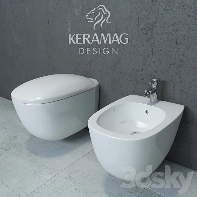 Keramag Citterio hanging toilet and bidet 3D Model