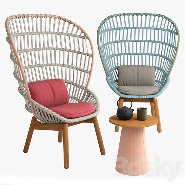 kettal cala armchair wood feet 3D Model kettal cala armchair wood feet 3D Model