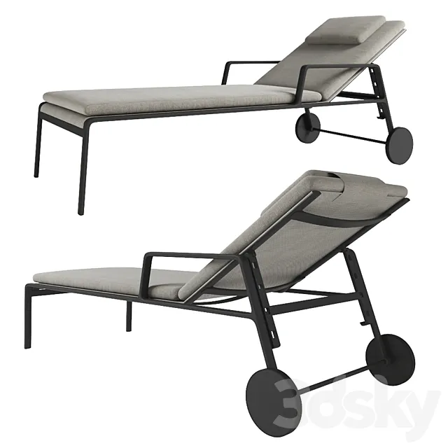 Kettal Park Life Deckchair 11600 pillows 3D Model Kettal Park Life Deckchair 11600 pillows 3D Model