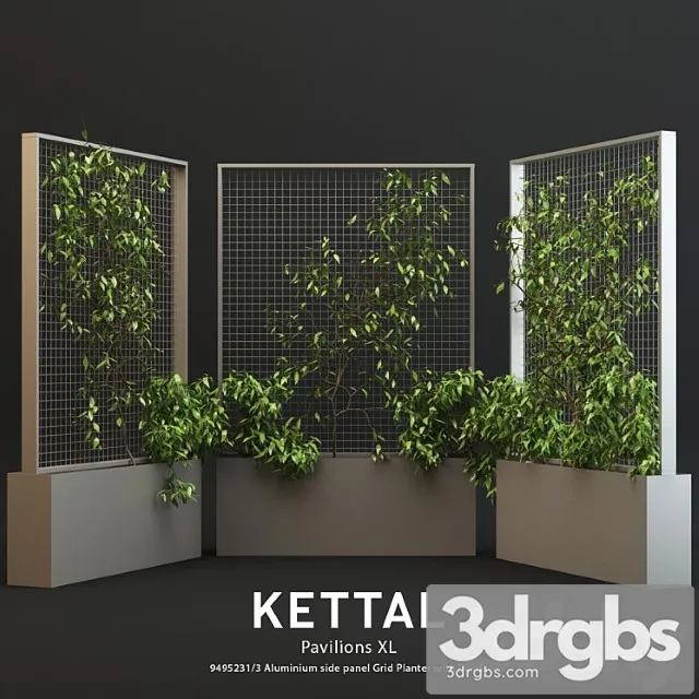 Kettal Pavilion XL Planter With Plants 3D Model Download