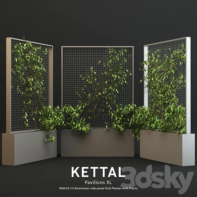 Kettal Pavilion XL Planter With Plants 3D Model Kettal Pavilion XL Planter With Plants 3D Model