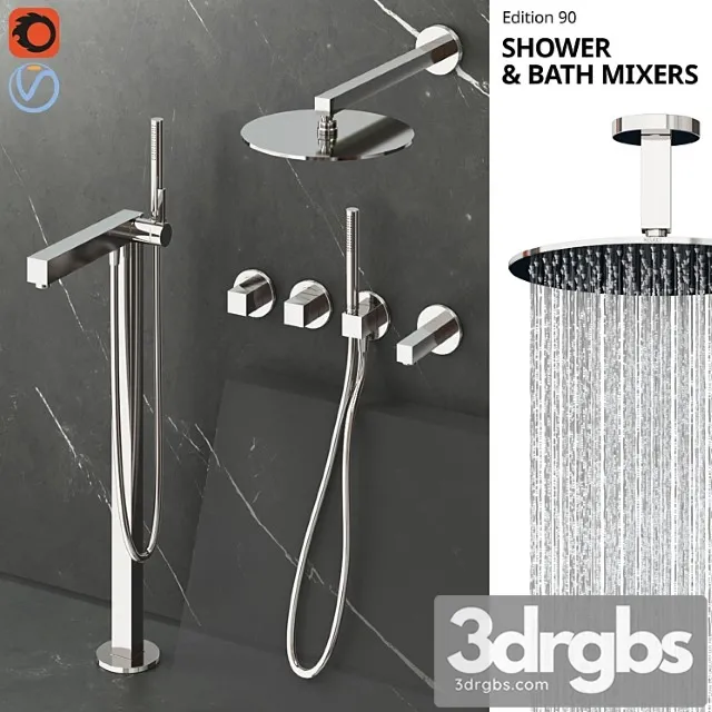 Keuco Edition 90 Shower and Bath Faucets 3D Model Download