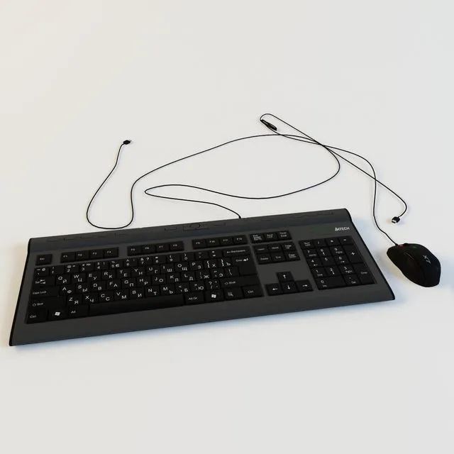 Keyboard and mouse A4 Tech 3D Model